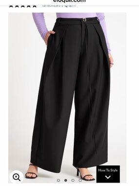Eloquii Women’s Plus Wide-Leg Barrel Pants